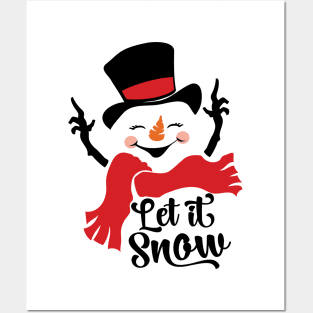 Cheerful Snowman - Let it Snow Graphic for Snow lovers Posters and Art